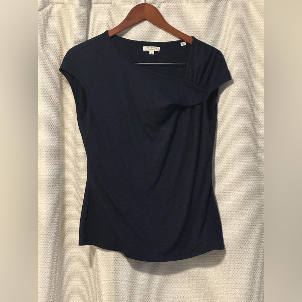 Max Studio Deep Blue Textured Top